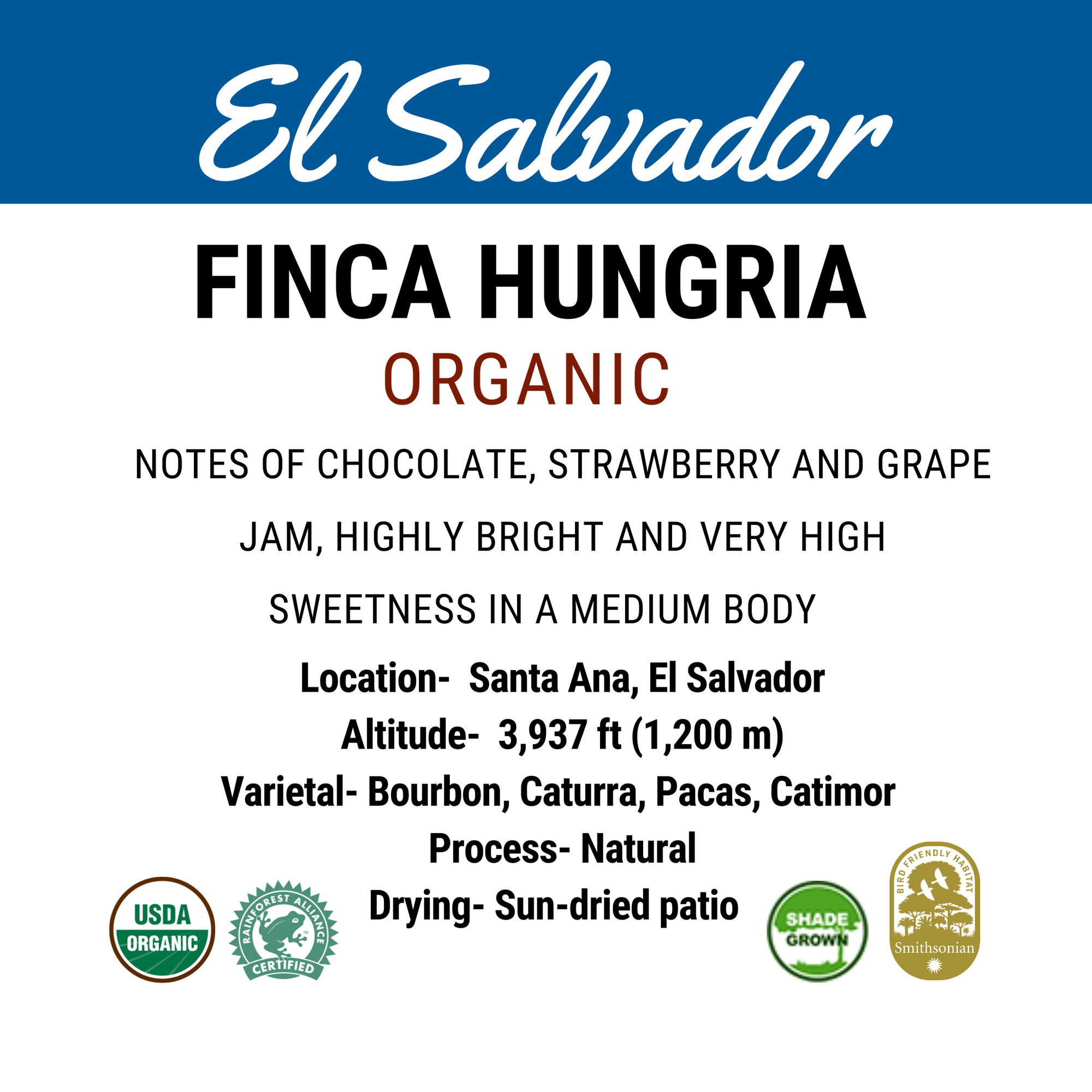 El Salvador Finca Hungria Natural Organic